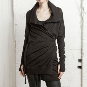 NICHOLAS K UNDYED (Black) ALPACA LUXE WRAP SWEATER (S/M)